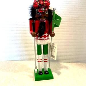 Christmas Nutcracker golfer free standing decor Merry Brite 12" tall New